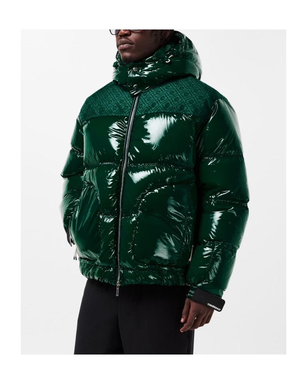 Casablanca Green Printed Hooded Down Jacket for men