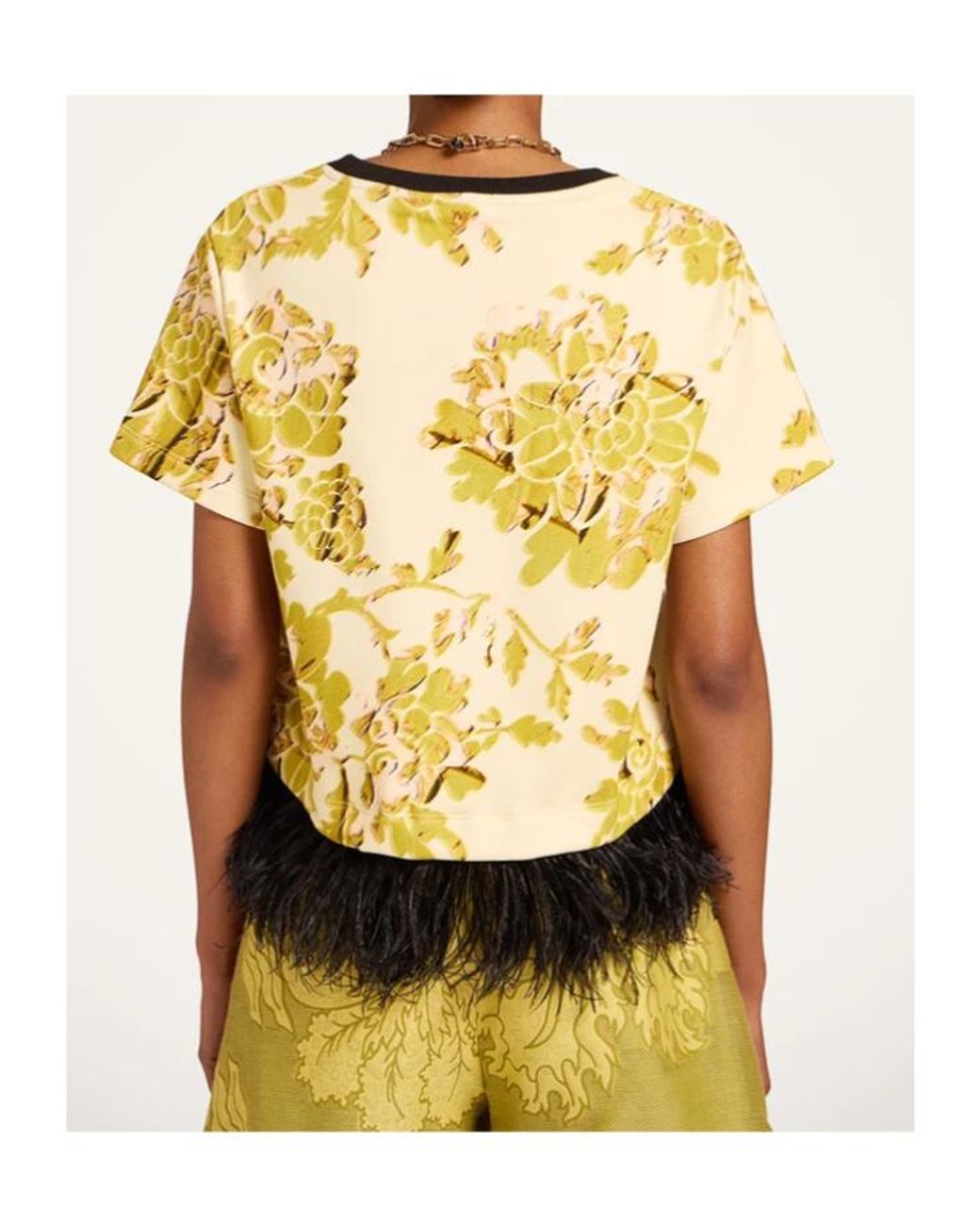 LaDoubleJ Yellow La Doublej La Scala Feather-Trim T-Shirt