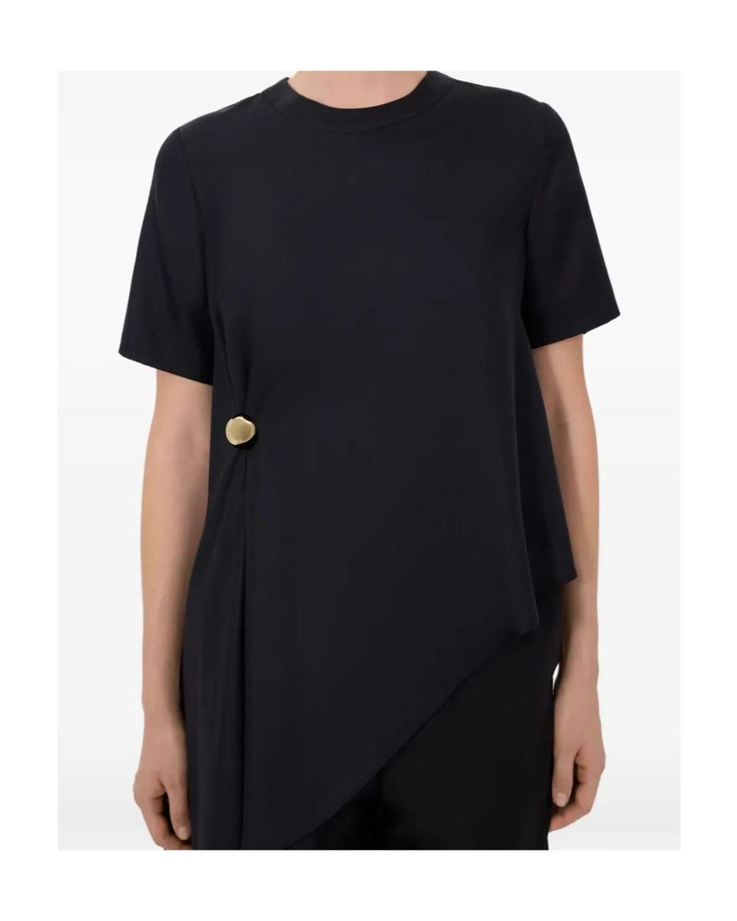 Loulou de Saison Blue Madea Draped Asymmetric Top