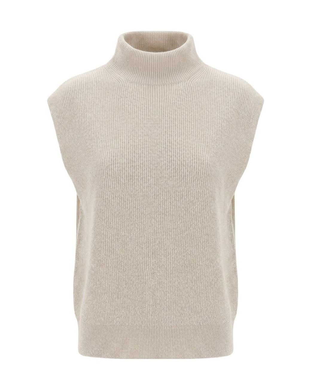 Peserico White High-Neck Sleeveless Jumper