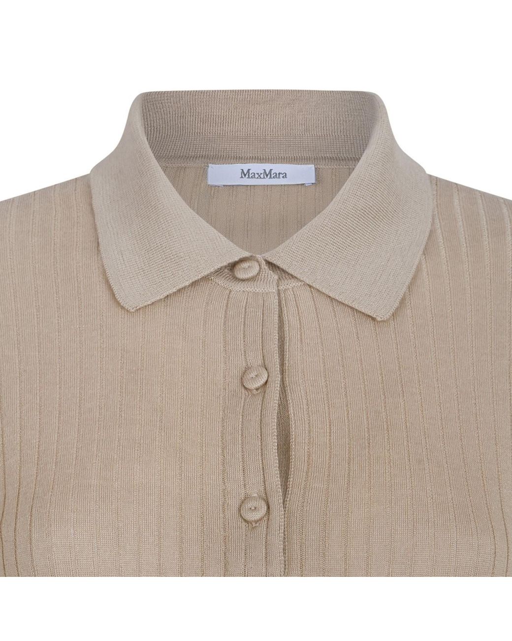 Max Mara Natural Mxpgitano Ribbed Knitted Polo Shirt