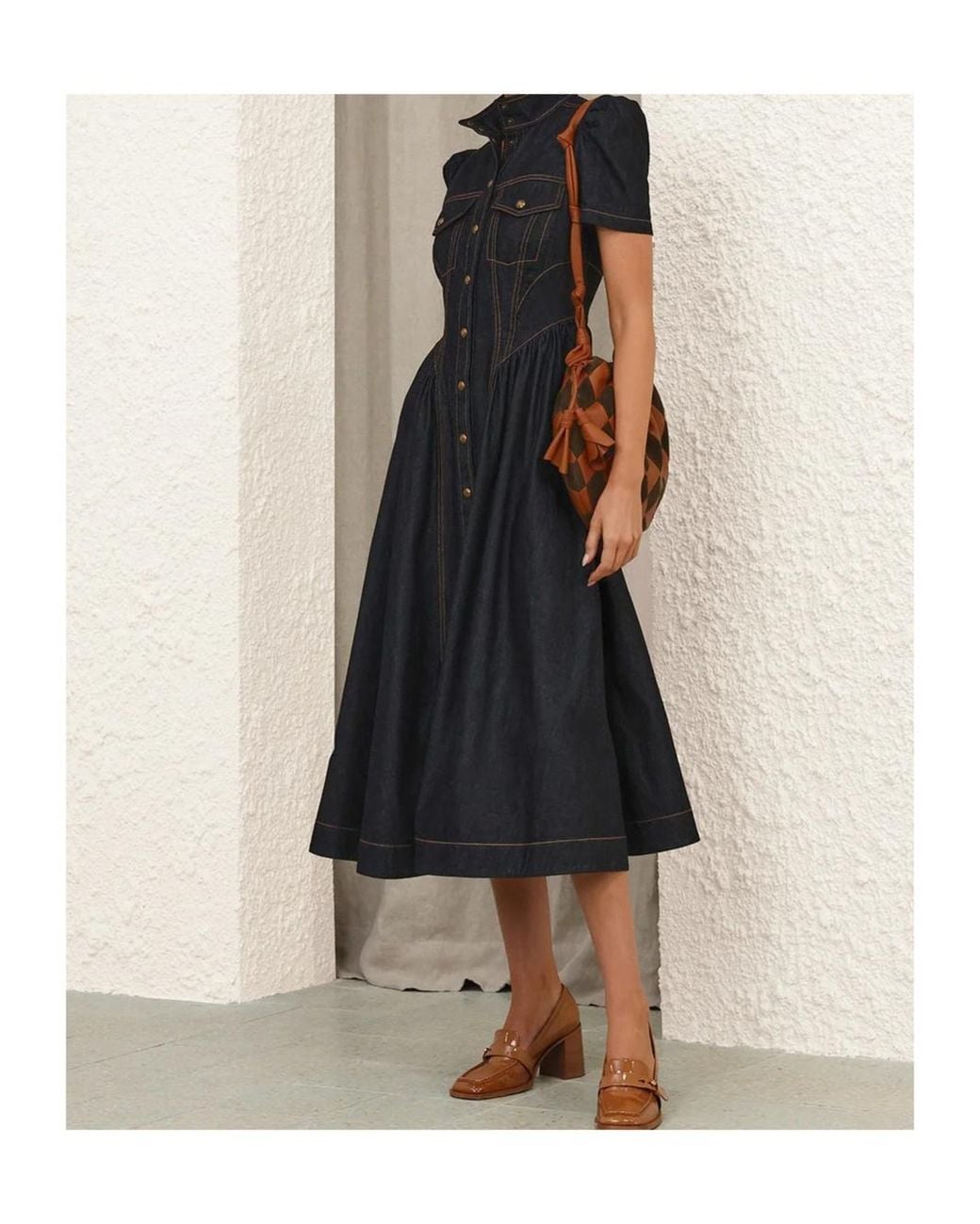 Zimmermann Black Corset Denim Midi Dress