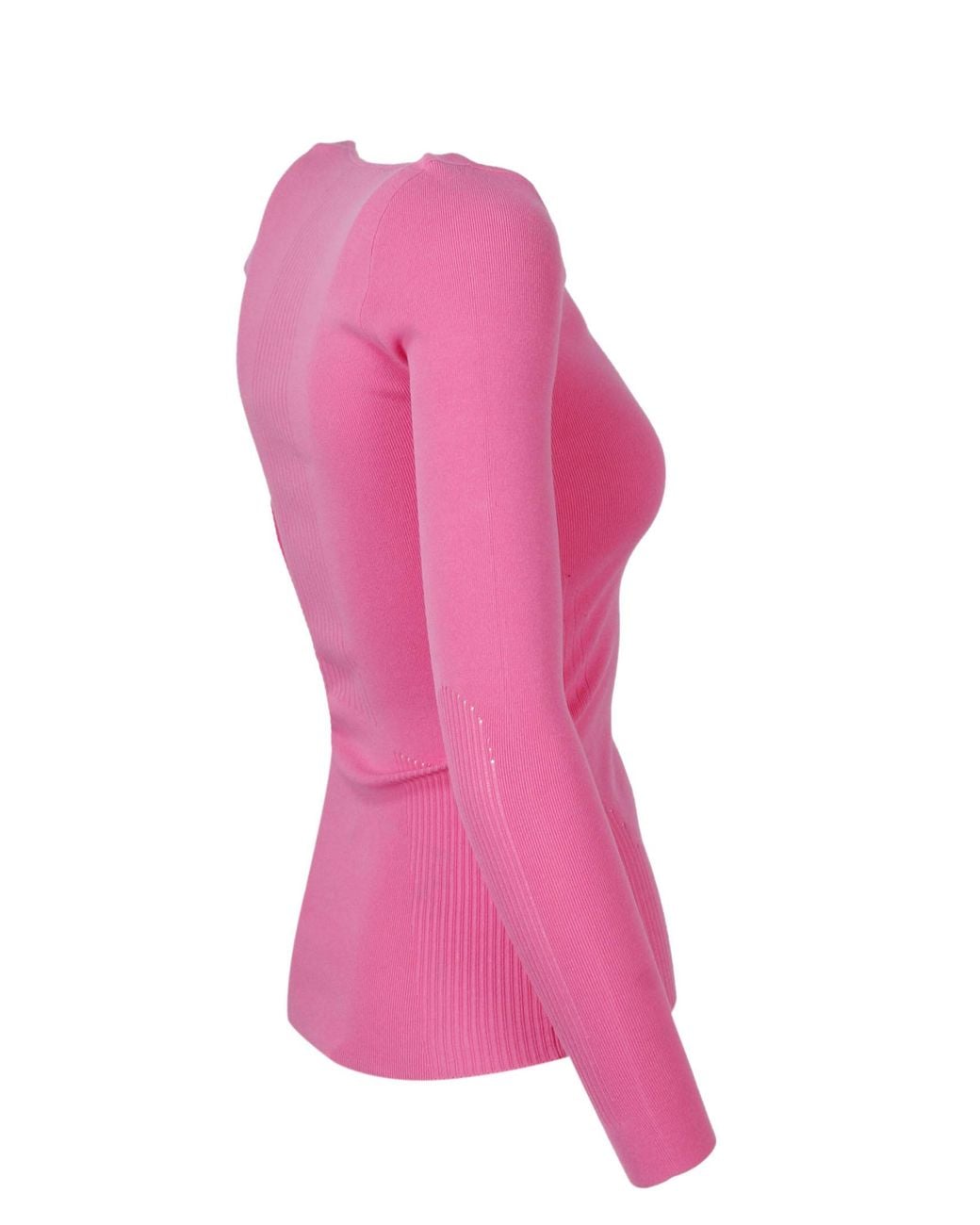 Balenciaga Pink Sweetheart Neckline Knit Top