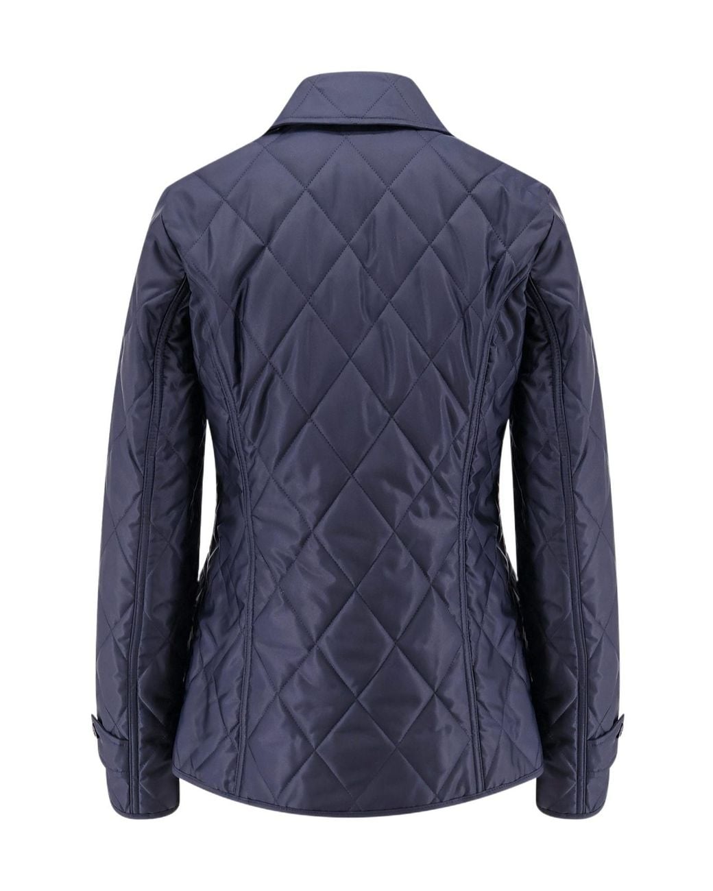 Burberry Blue Quilted Nylon Jacket With Check Lining