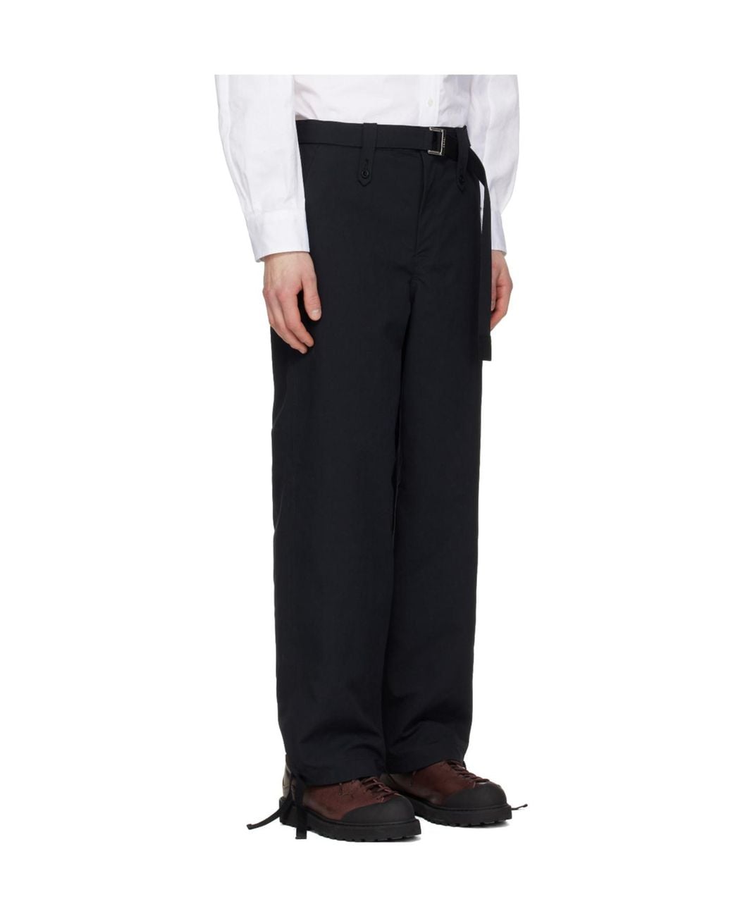 Sacai Black Belted Trousers for men