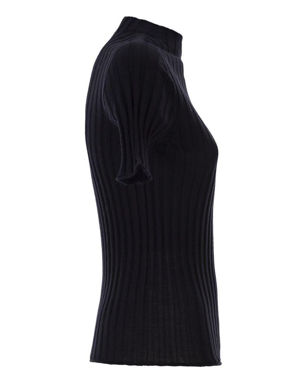 Peserico Black Short-Sleeved Ribbed Sweater