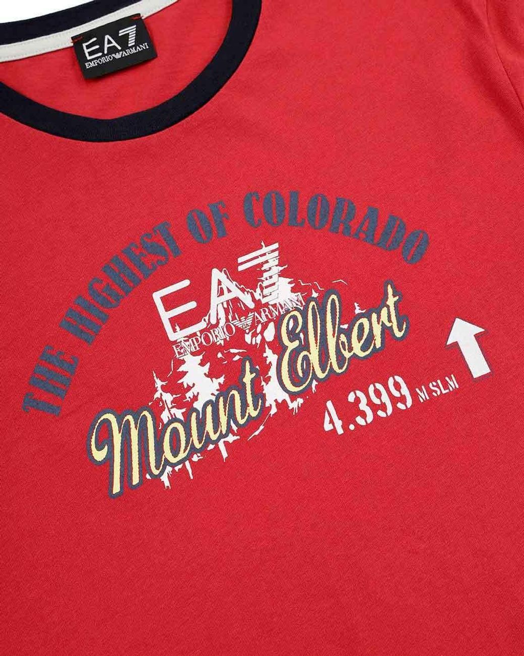 EA7 Red Logo T-Shirt With Round Neck for men