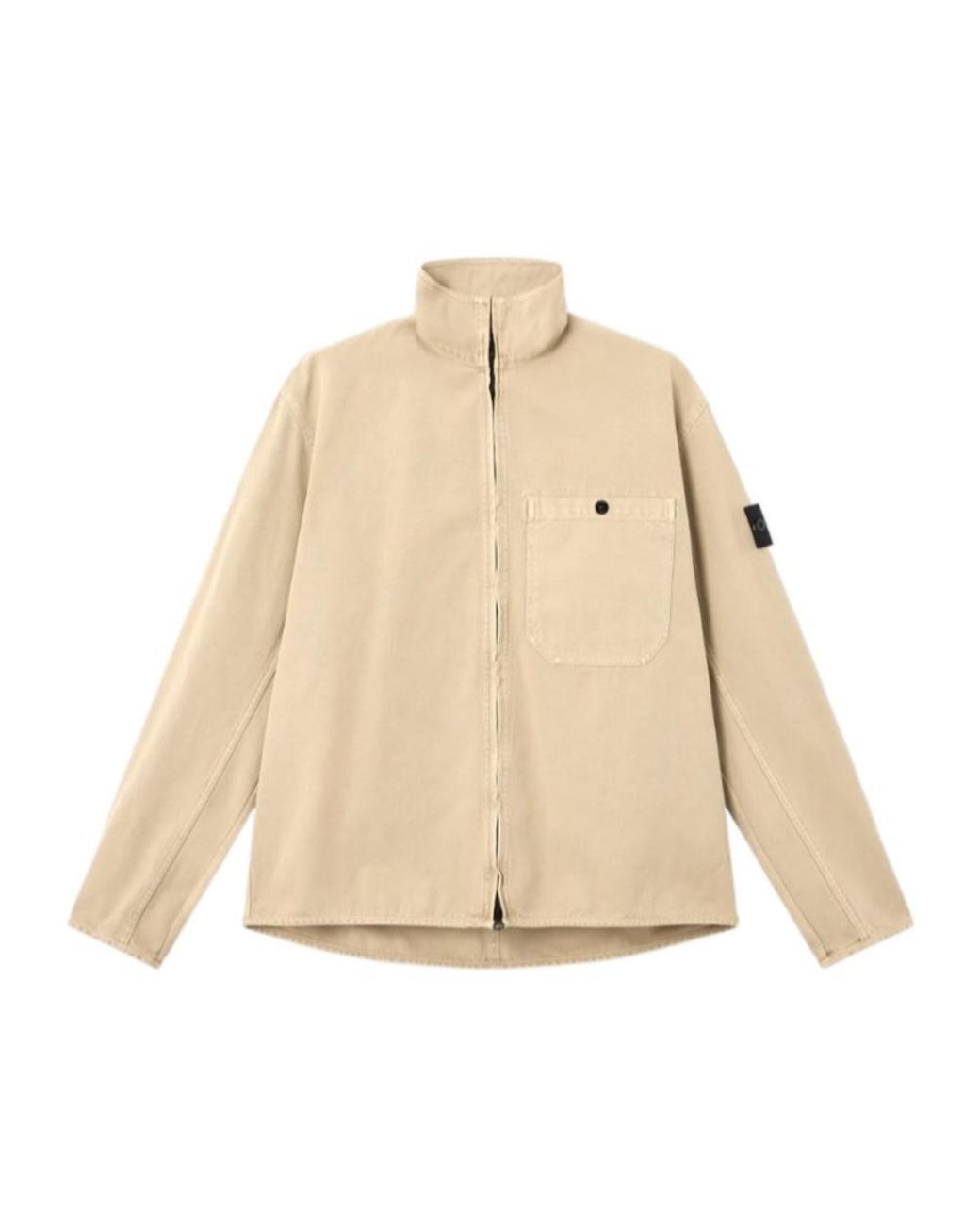 Stone Island Natural Logo Patch Zipped Overshirt for men