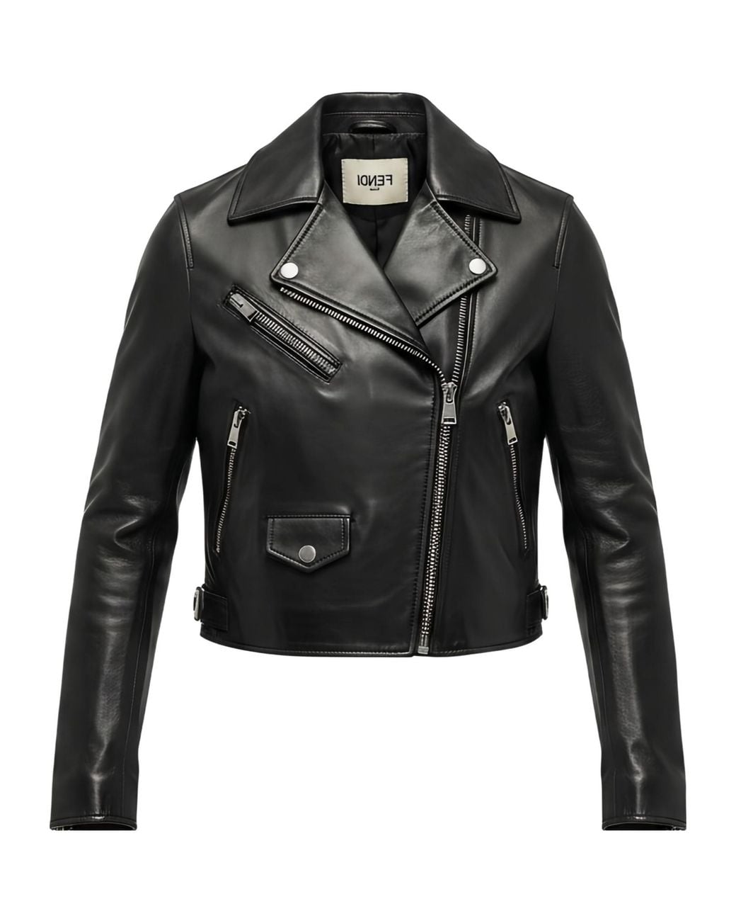 Fendi Black Soft Nappa Leather Biker Jacket