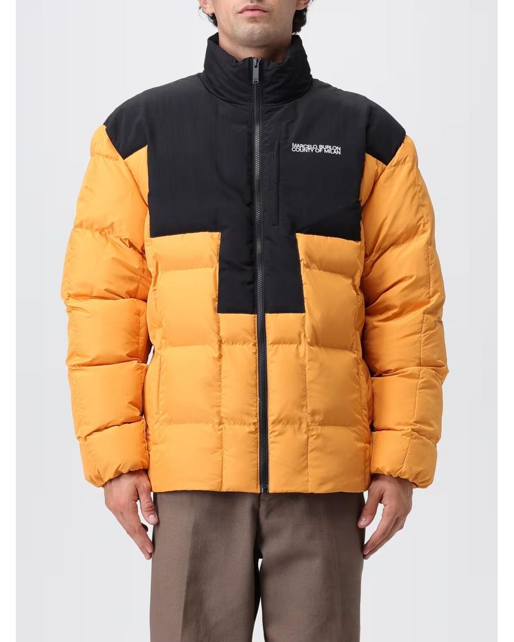 Marcelo Burlon Orange County Of Milan Logo Printed Puffer Jacket for men