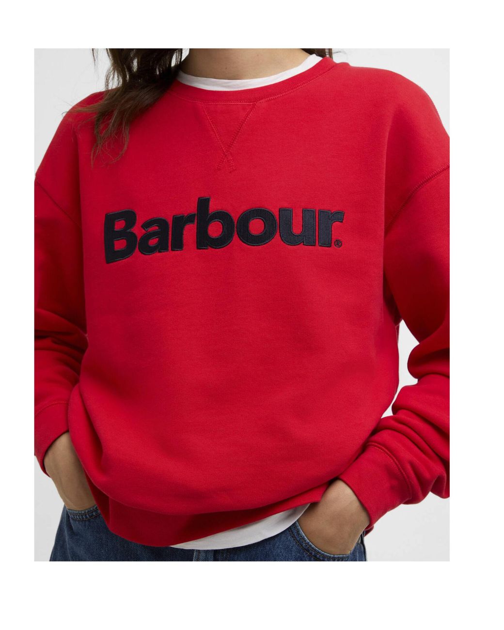 Barbour Red Logo Crew Neck Sweatshirt