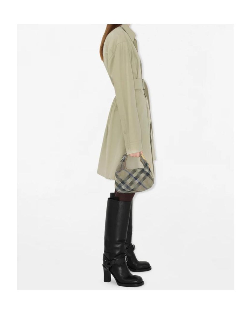 Burberry Metallic Mini Peg Checked Top Handle Bag