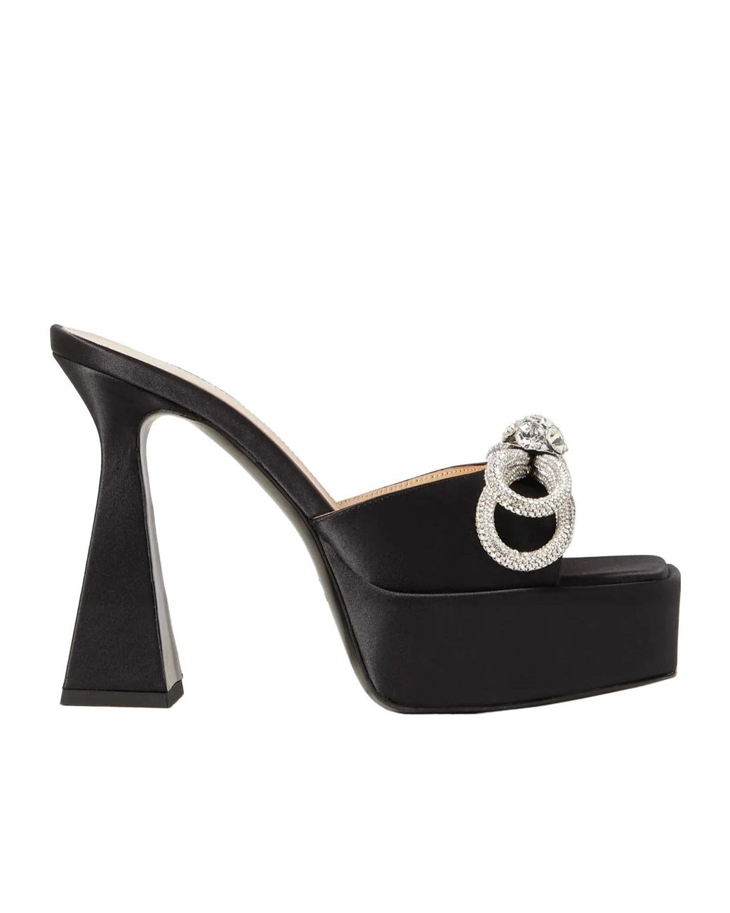 Mach & Mach Black Platform Heeled Slippers