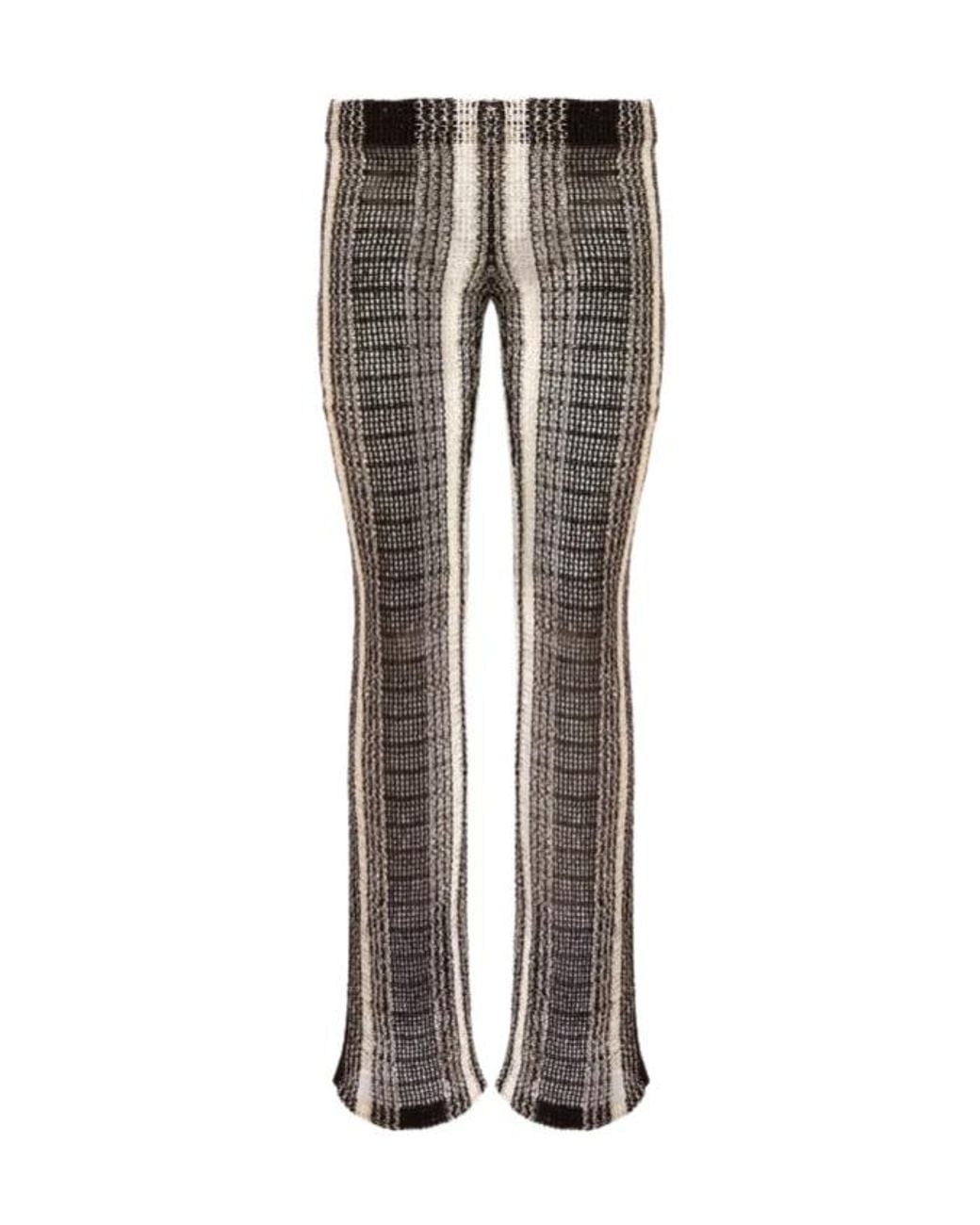 Missoni Gray And Ivory Cotton Blend Mesh Trousers With Embroidered Sequins
