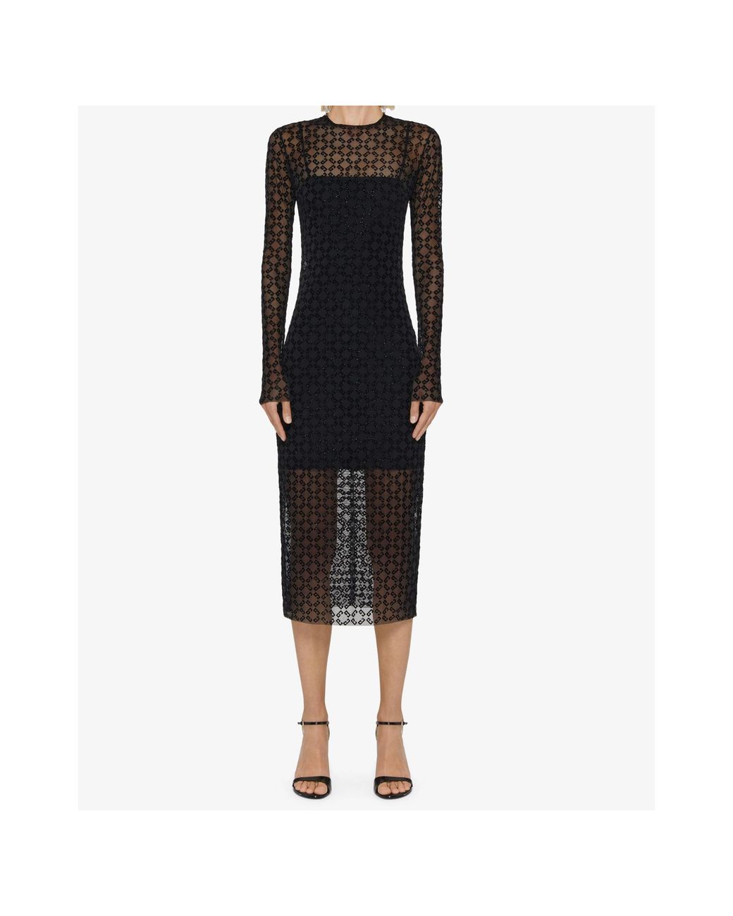 Givenchy Black Monogrammed Crew Neck Dress