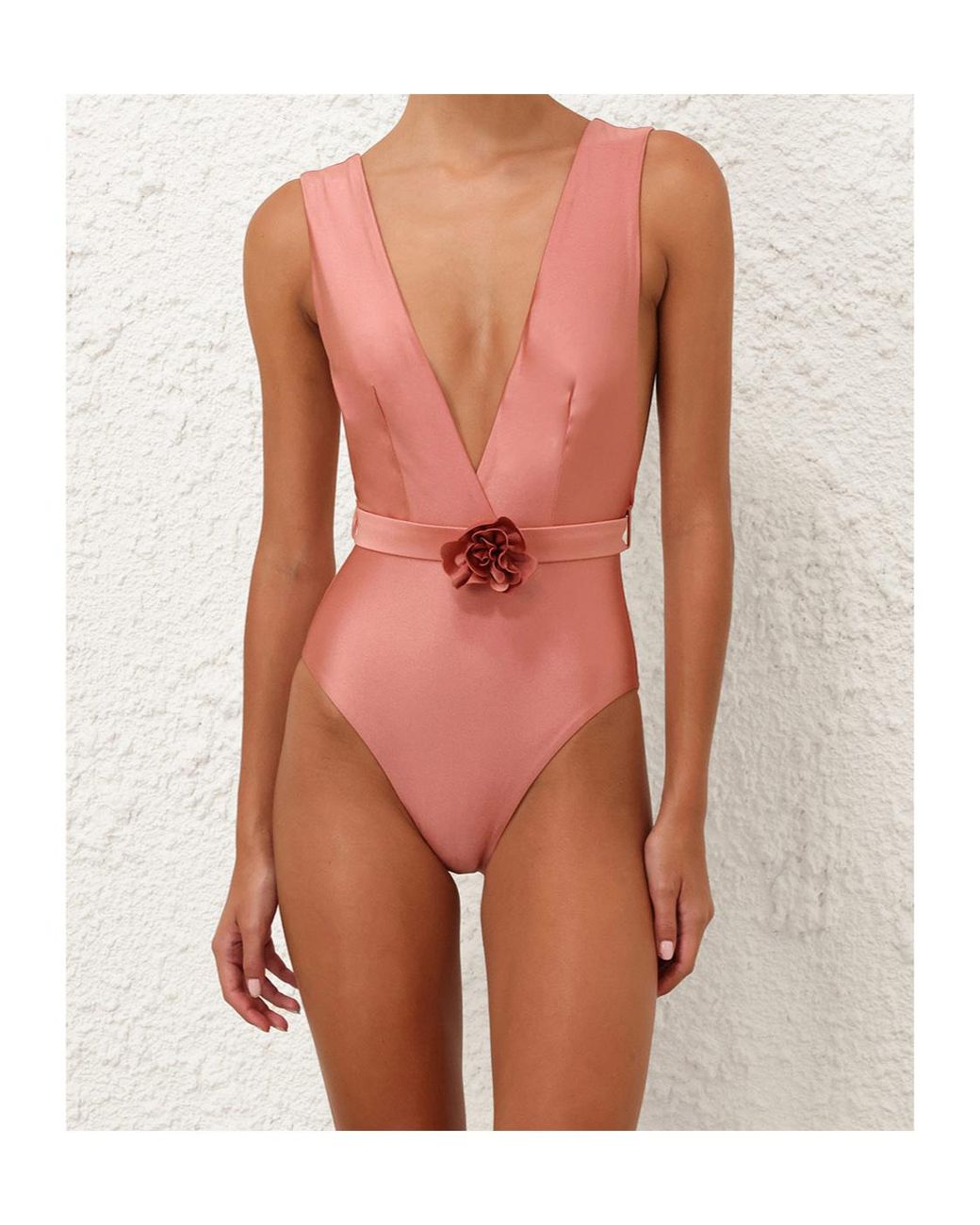 Zimmermann Pink Lucky Plunge Flower 1Pc Swimsuit
