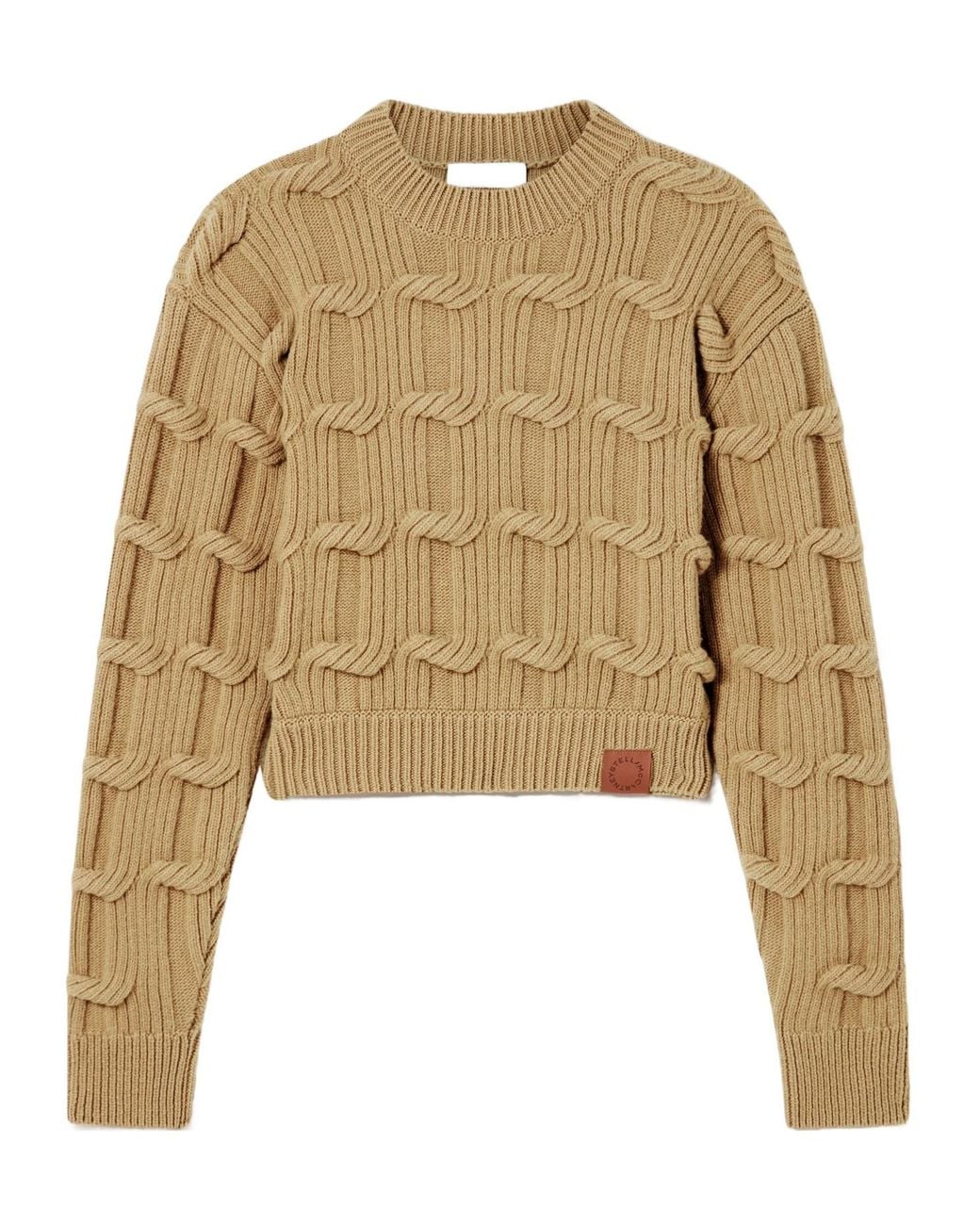 Stella McCartney Natural Falabella Cable-Knit Crewneck Jumper
