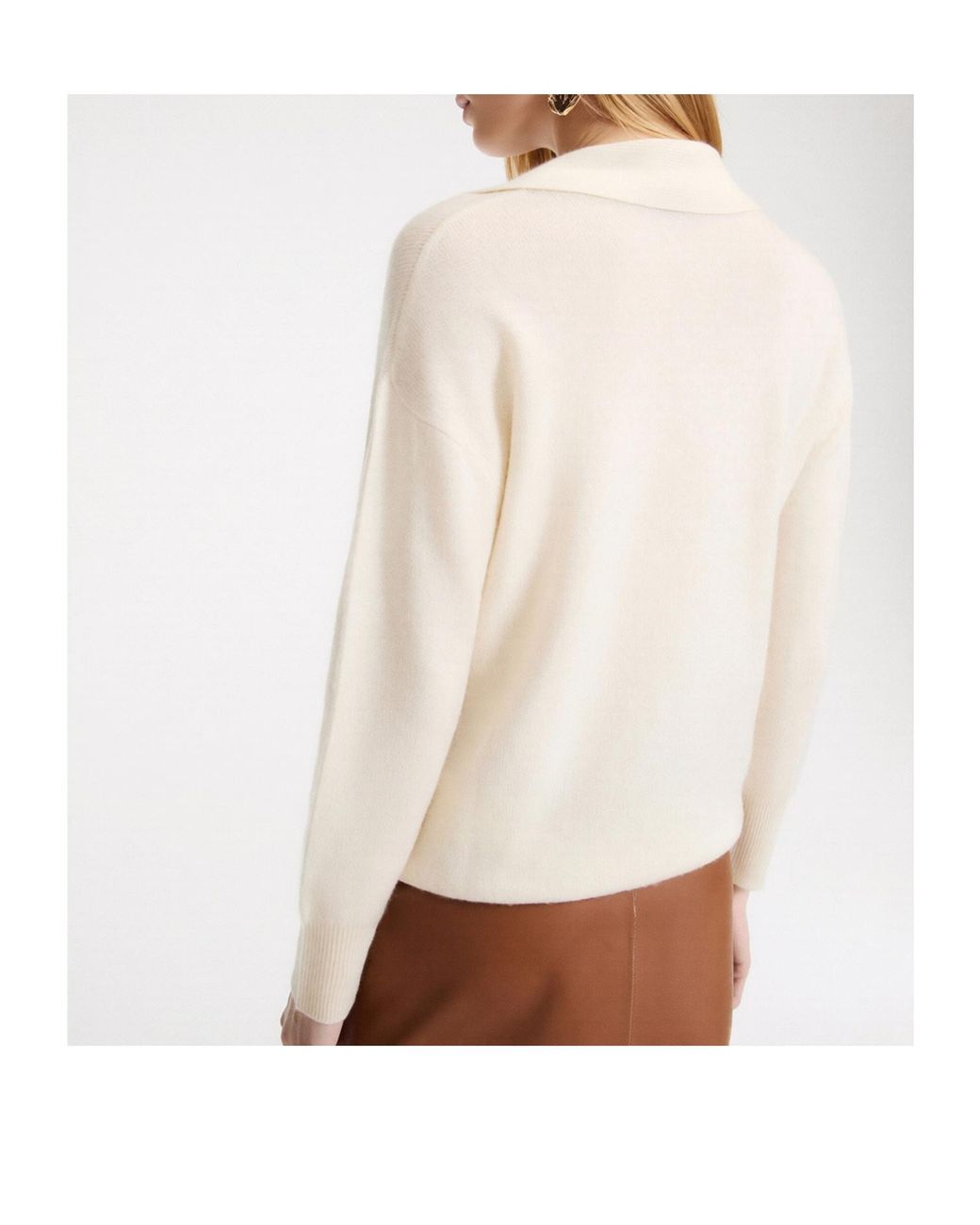 Marella White Scarf-Adorned Sweater