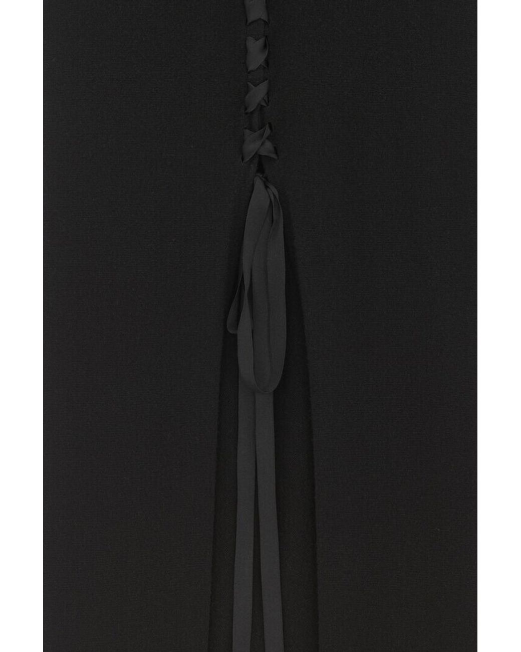 Saint Laurent Black Lace-Up Long-Sleeved Dress