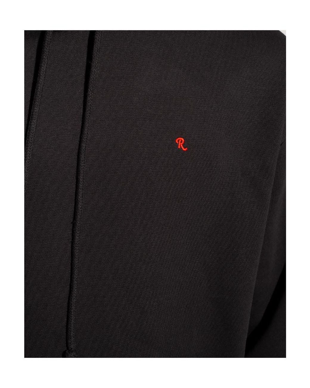 Raf Simons Blue Logo Embroidered Drawstring Hoodie for men