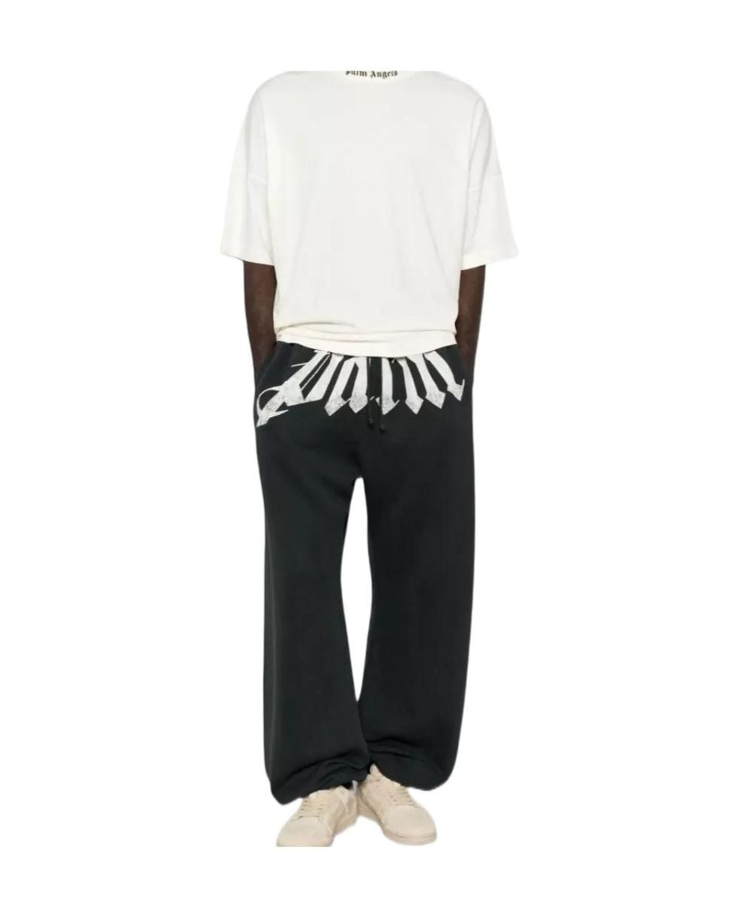 Palm Angels Black Drawstring Casual Pants for men