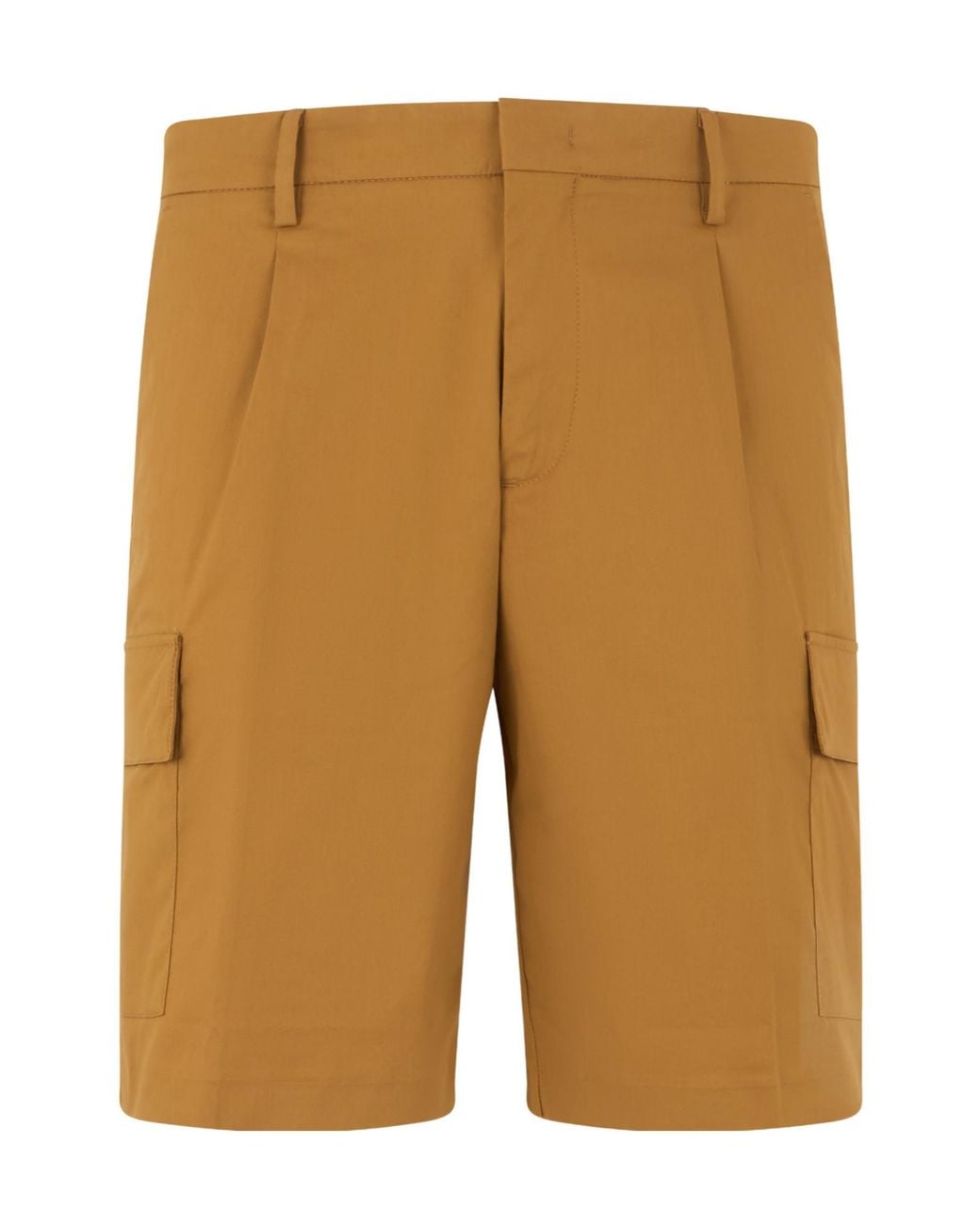 K-Way Brown Pleated Cargo Bermuda Shorts for men