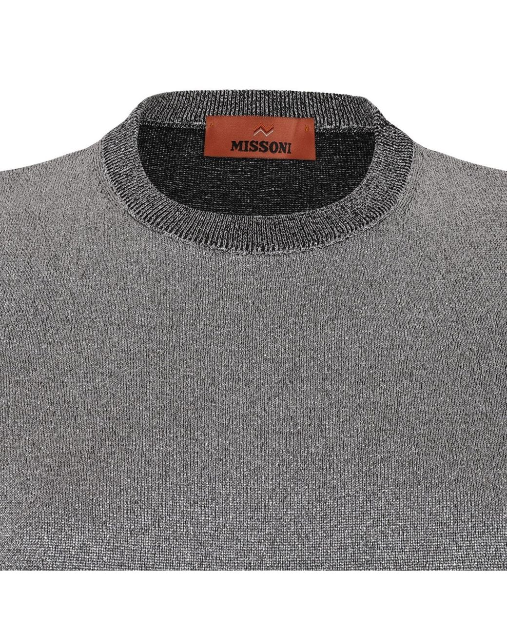 Missoni Gray Contrast Collar Knitted Top