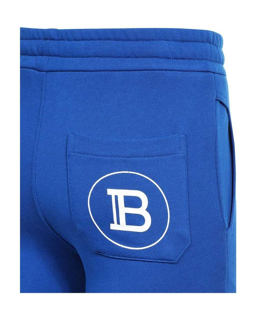 Balmain Blue Logo Printed Cotton Jogging Pants for men