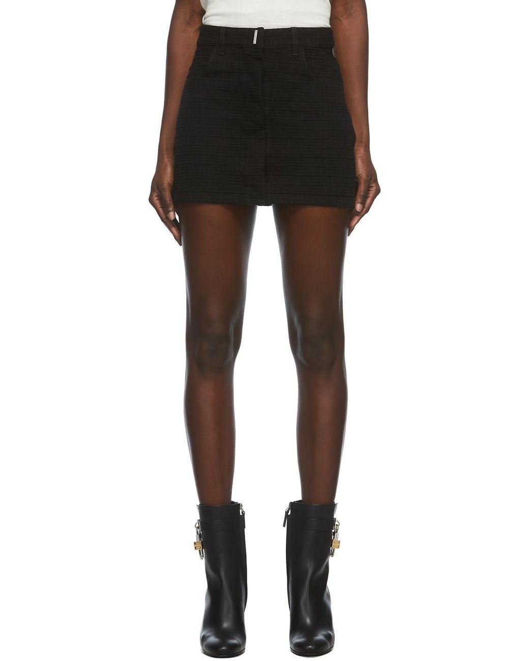 Givenchy Black Mid-Rise Monogram Mini Skirt