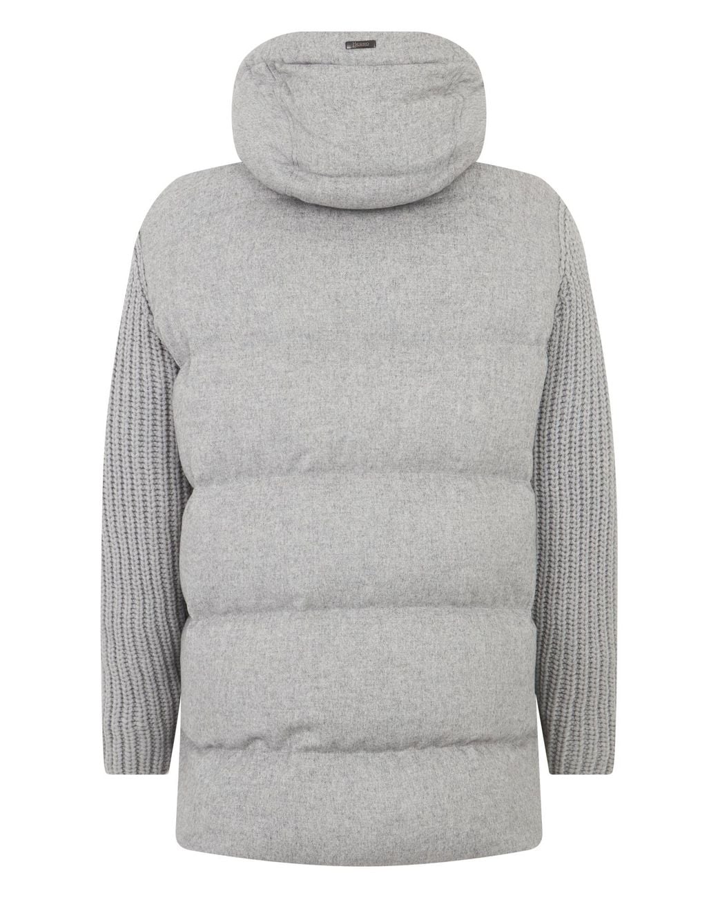 Herno Gray Knitted Hooded Coat for men