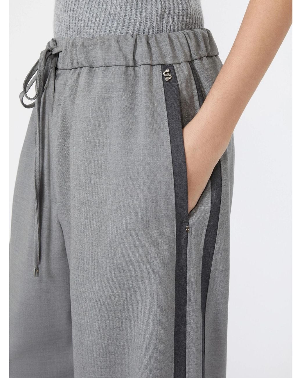 Sportmax Gray Spxaceri Side Stripe Pants