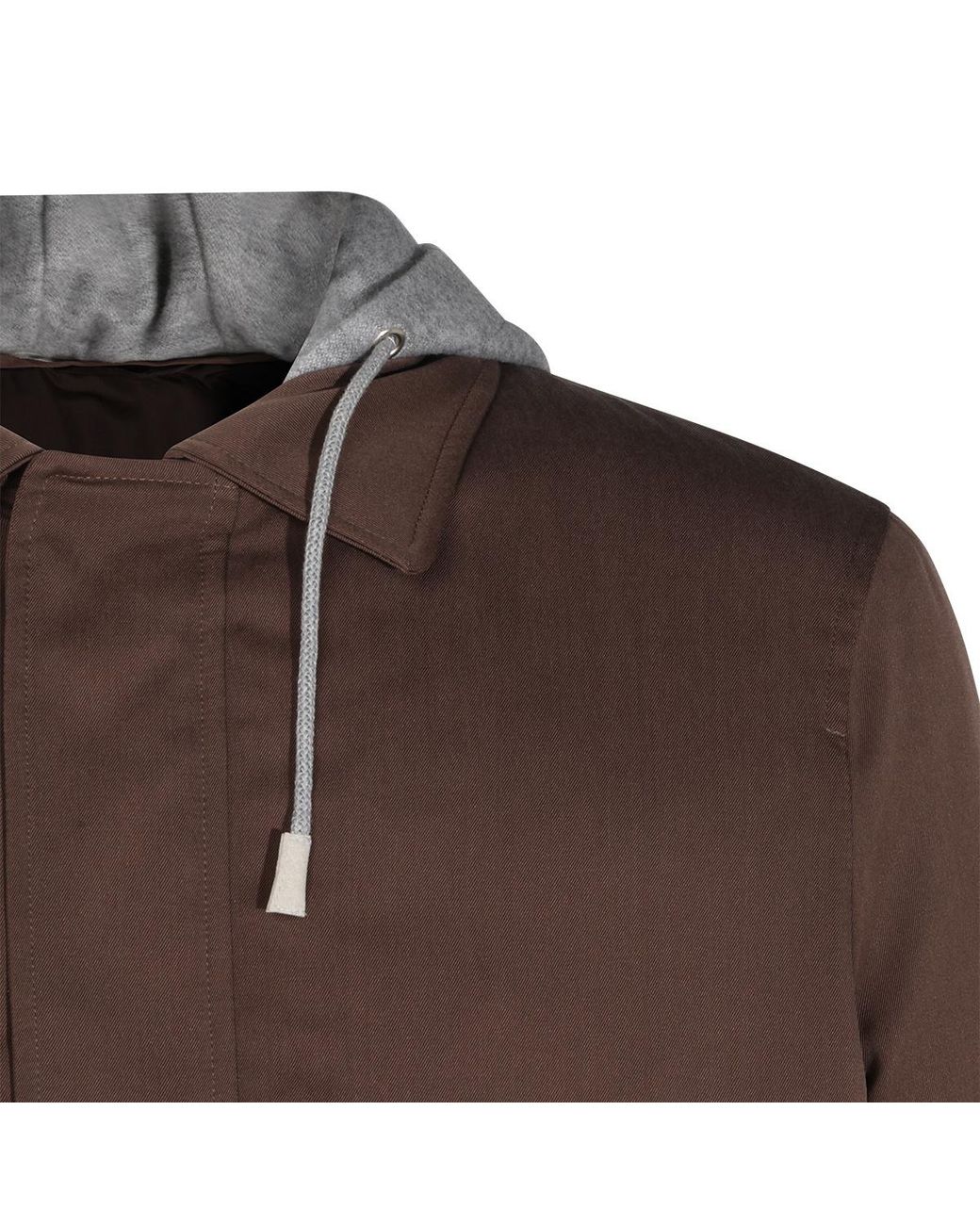 Eleventy Brown Drawstring Hooded Jacket for men