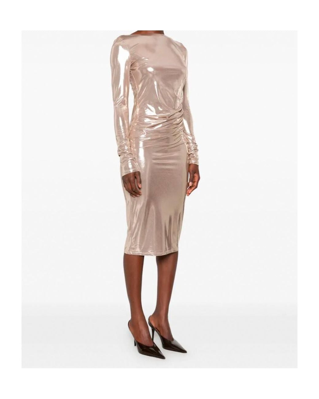 Patrizia Pepe Natural Long-Sleeved Dress