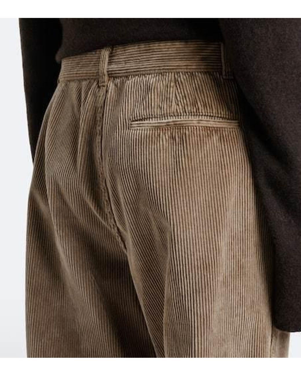 The Row Gray Adler Cotton Corduroy Wide-Leg Pants