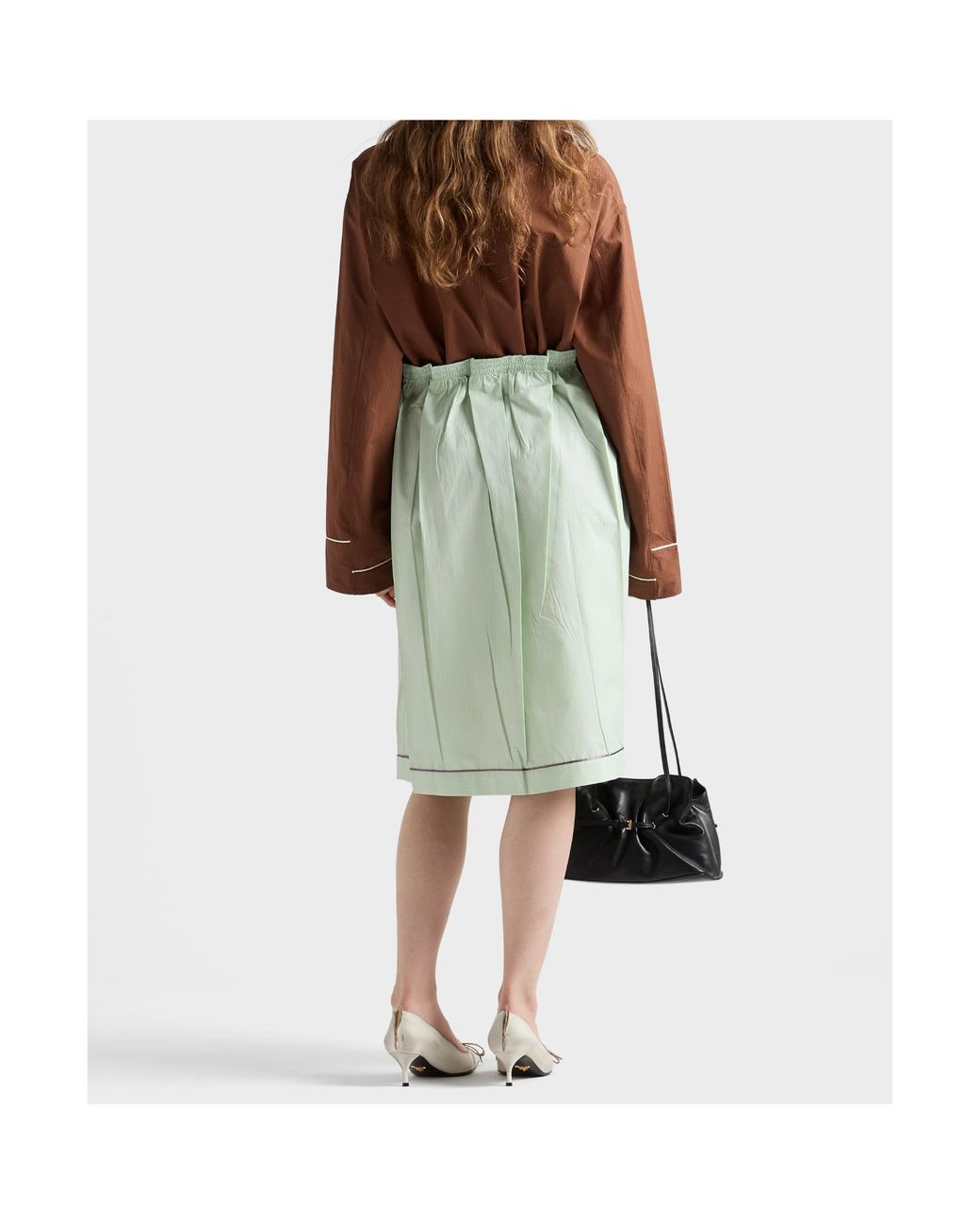 Prada Green Elasticated Waistband Midi Skirt