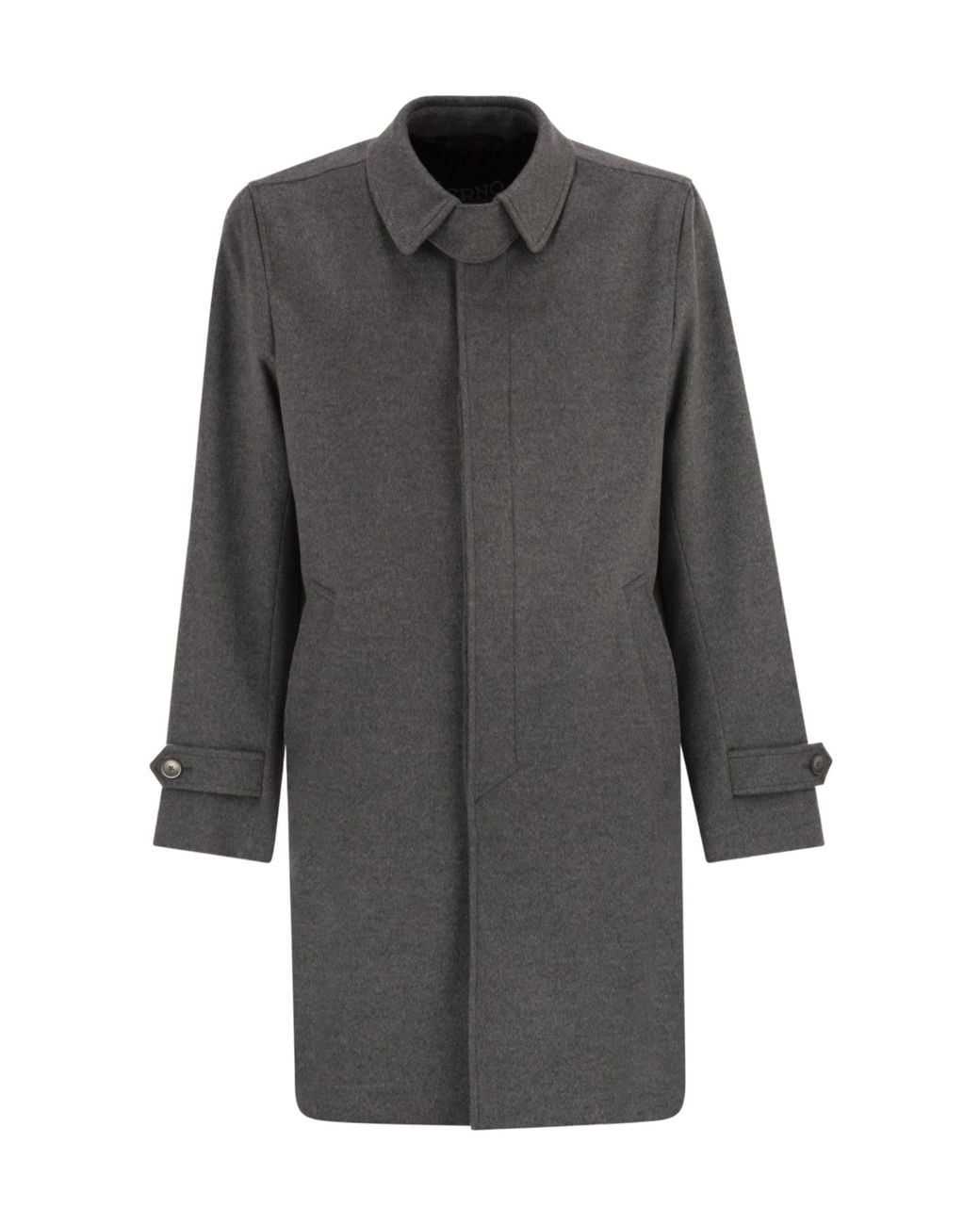 Herno Gray Single Breasted Long Coat for men