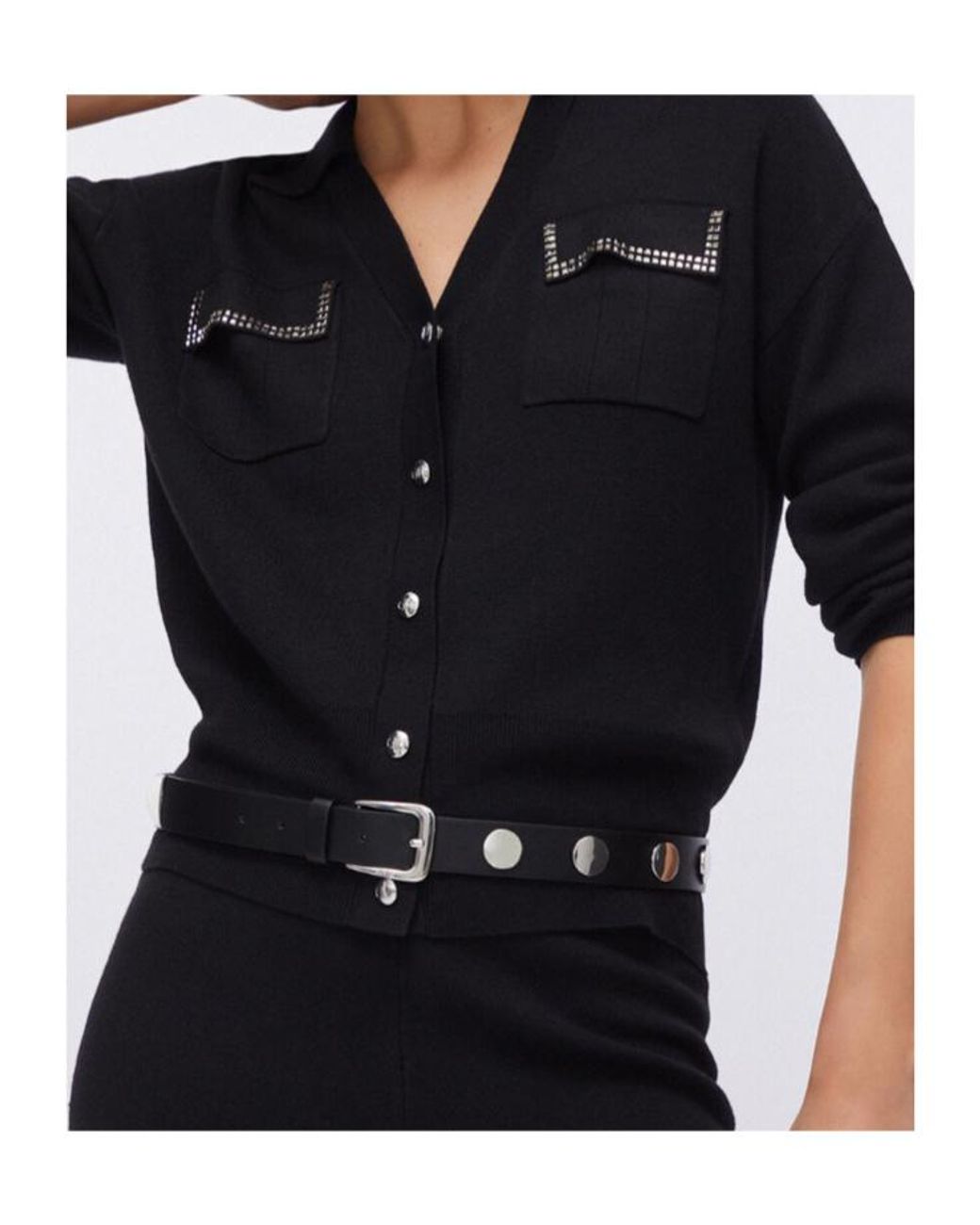 Liu Jo Black Appliqued-Pocket Cardigan