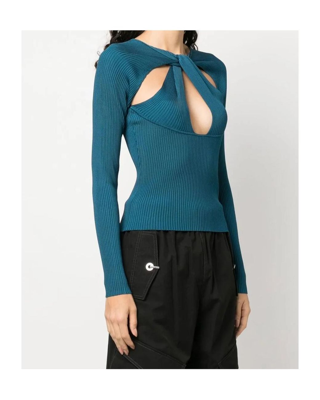 Coperni Blue Cut-Out Knitted Top