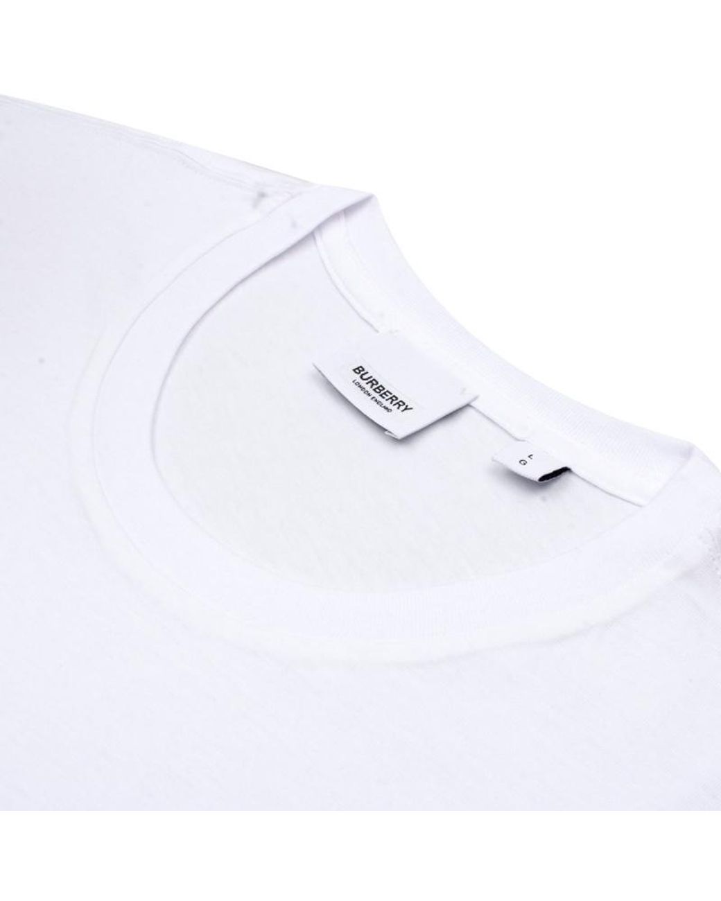 Burberry White Letter Motif Cotton T-Shirt for men