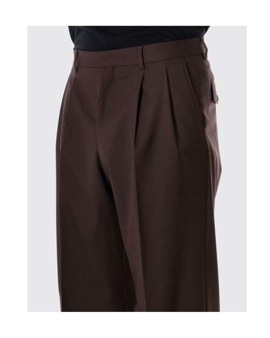 sunflower Brown Wide Pleated Pants for men