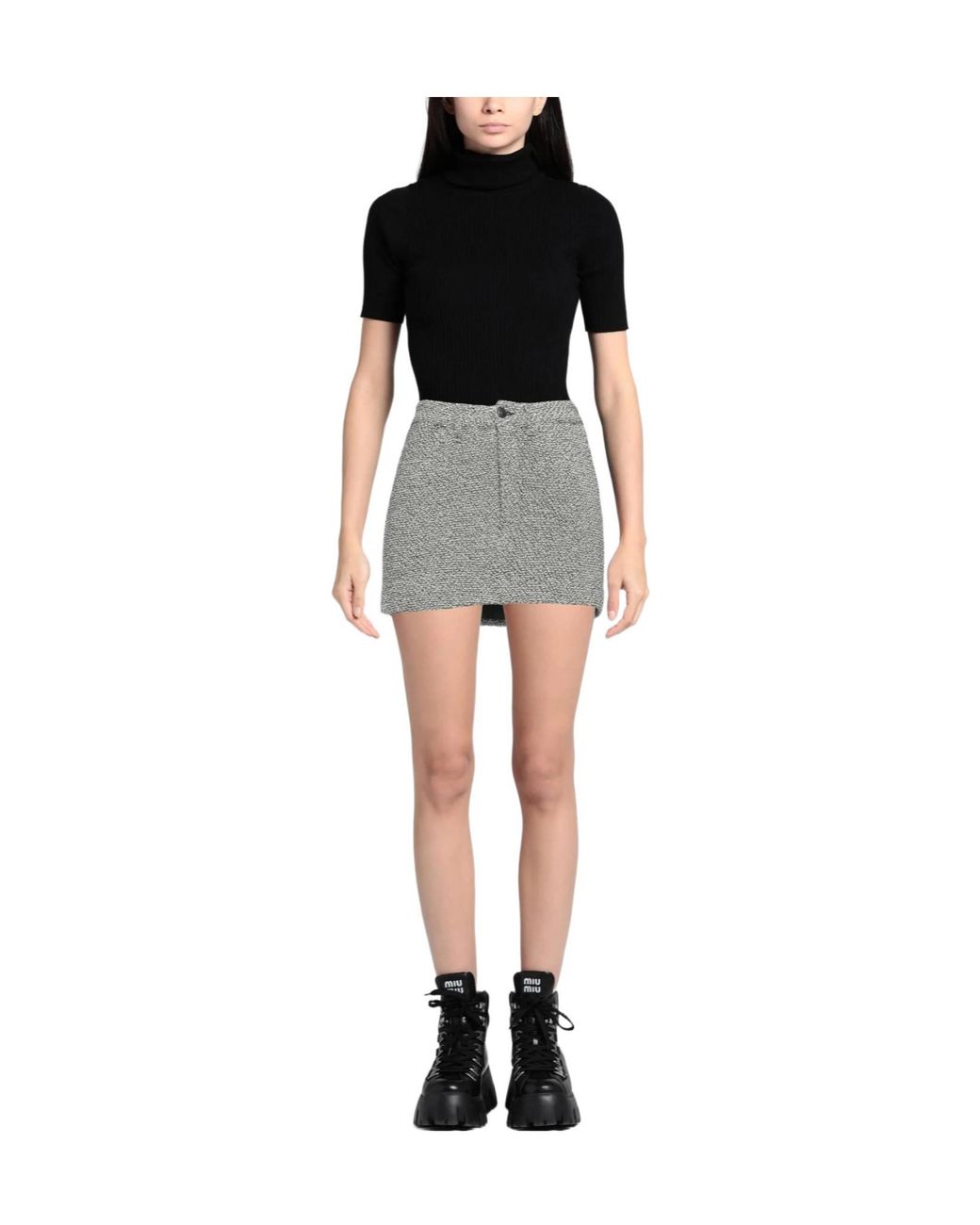 Rag & Bone Gray Color-Blocked Tweed Umbrella Skirt