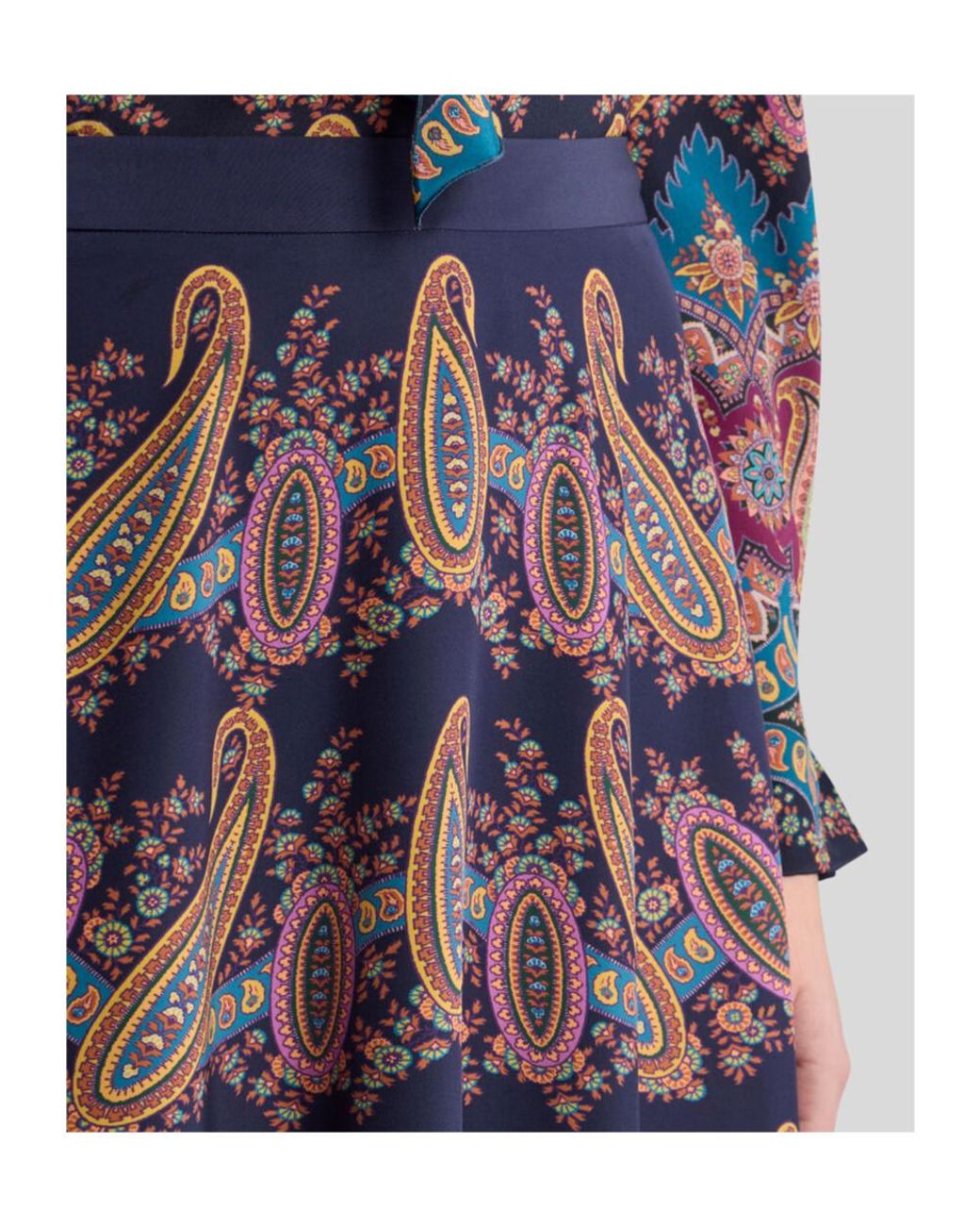 Etro Purple Paisley-Printed Pleated Maxi Skirt