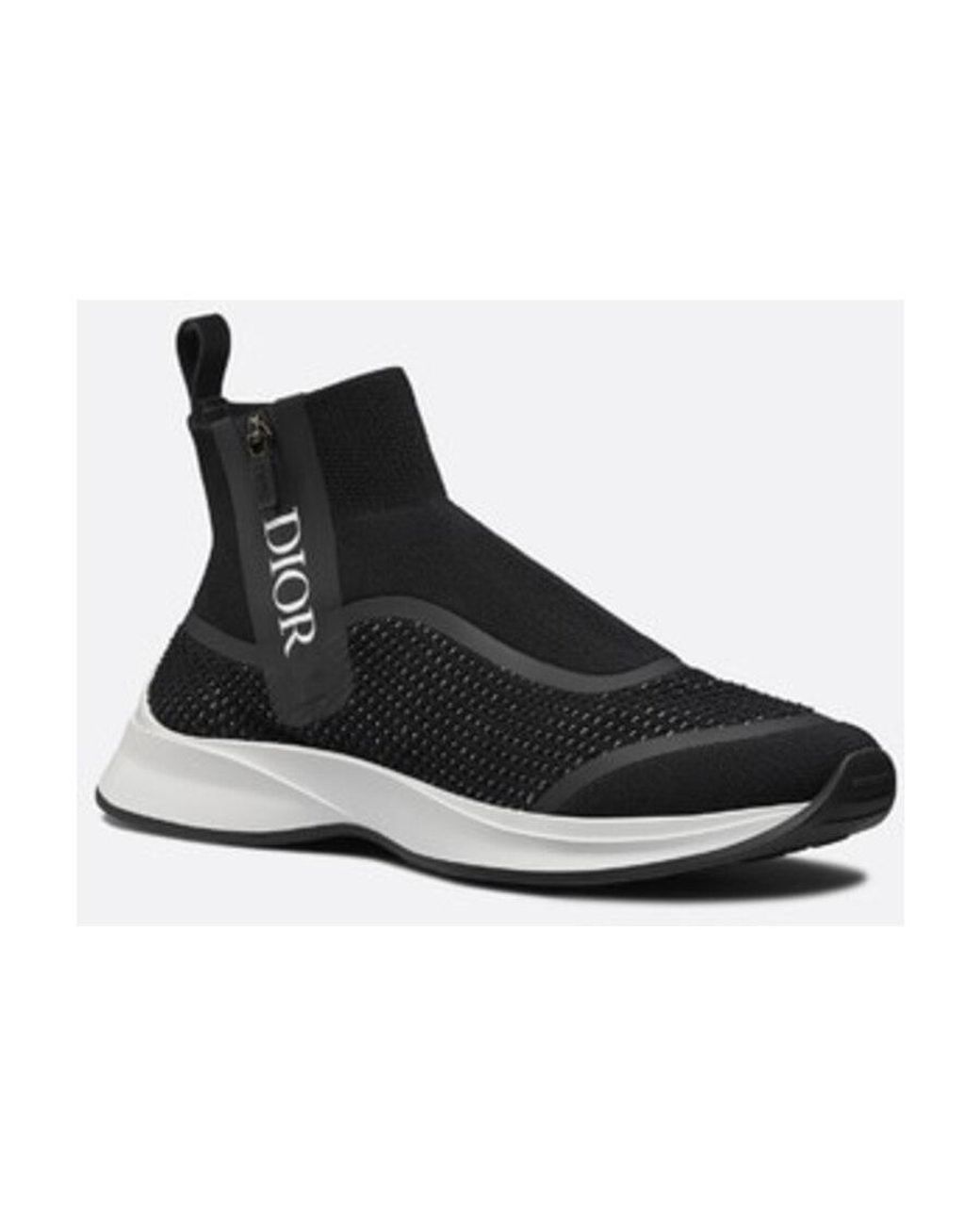 Dior Black Printed Logo High-Top Casual Sneakers for men