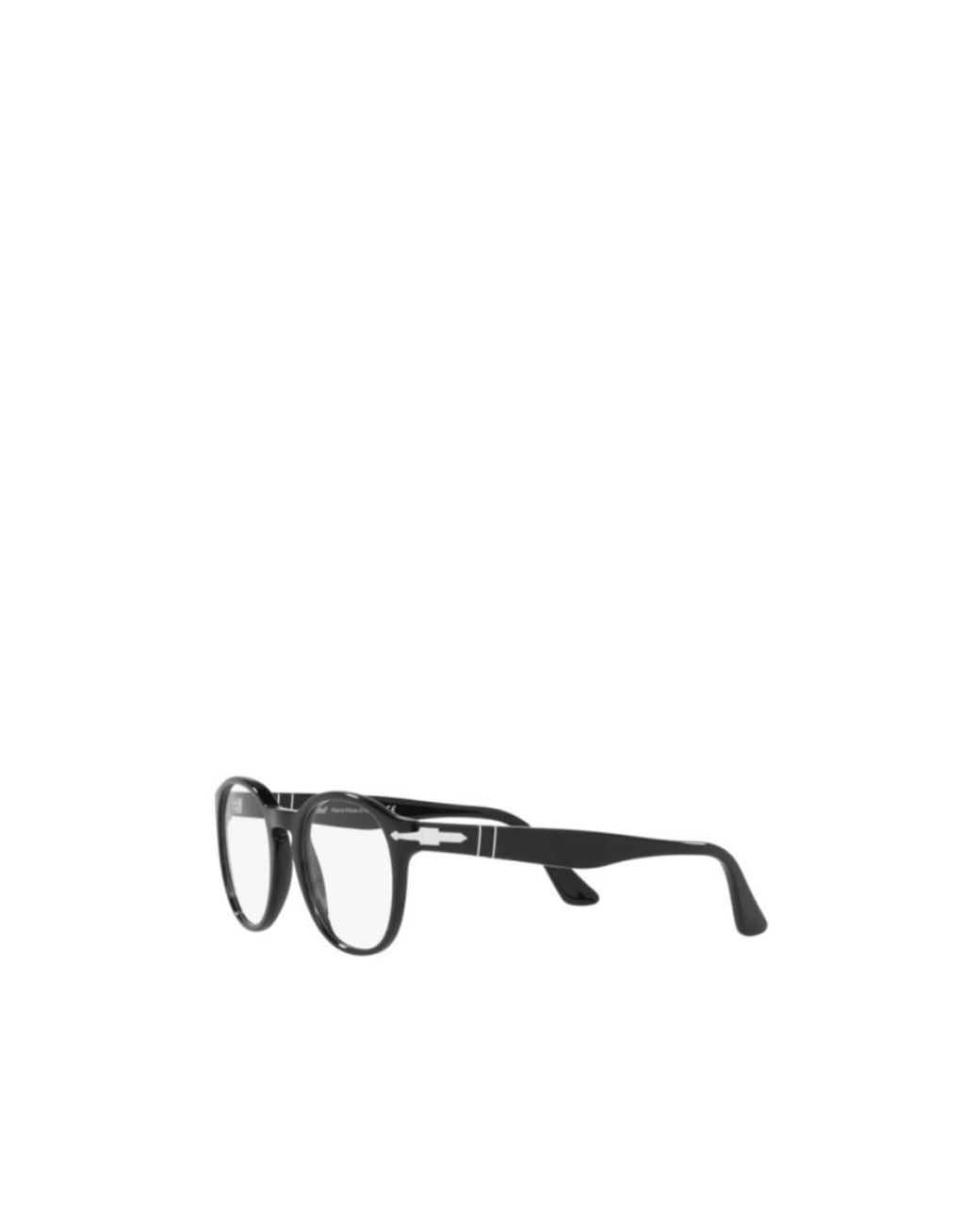 Persol White Round Frame Logo Flat Mirror for men