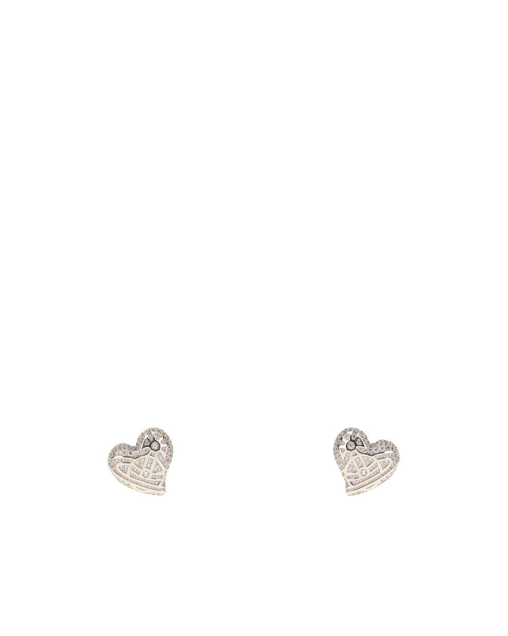 Vivienne Westwood White Evangeline Heart Stud Earrings