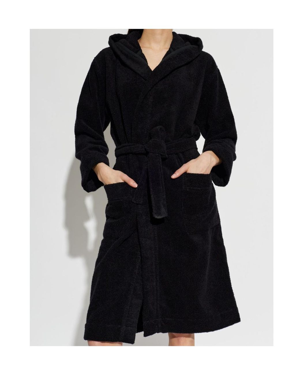 Moschino Black Logo Hooded Bathrobe