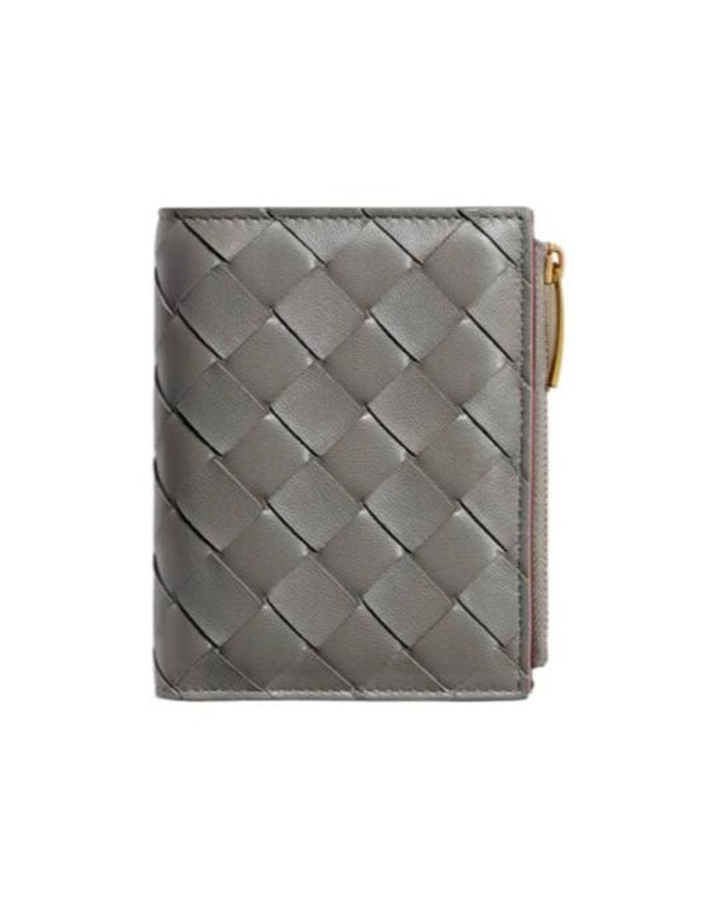 Bottega Veneta Gray Intrecciato Small Bi-Fold Wallet