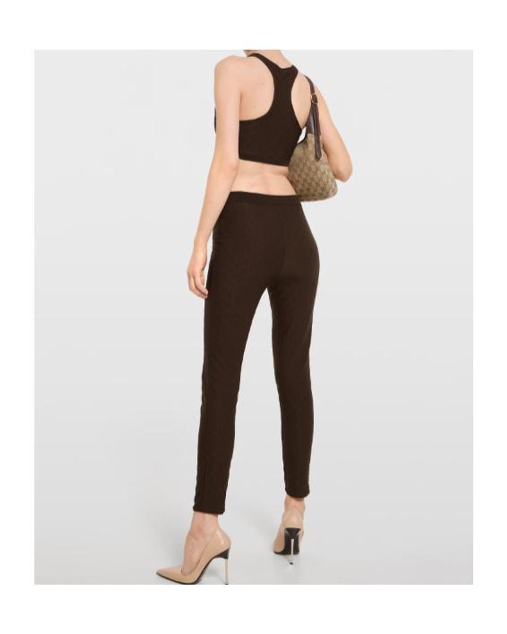 Gucci Brown Gg Jersey Jacquard Leggings