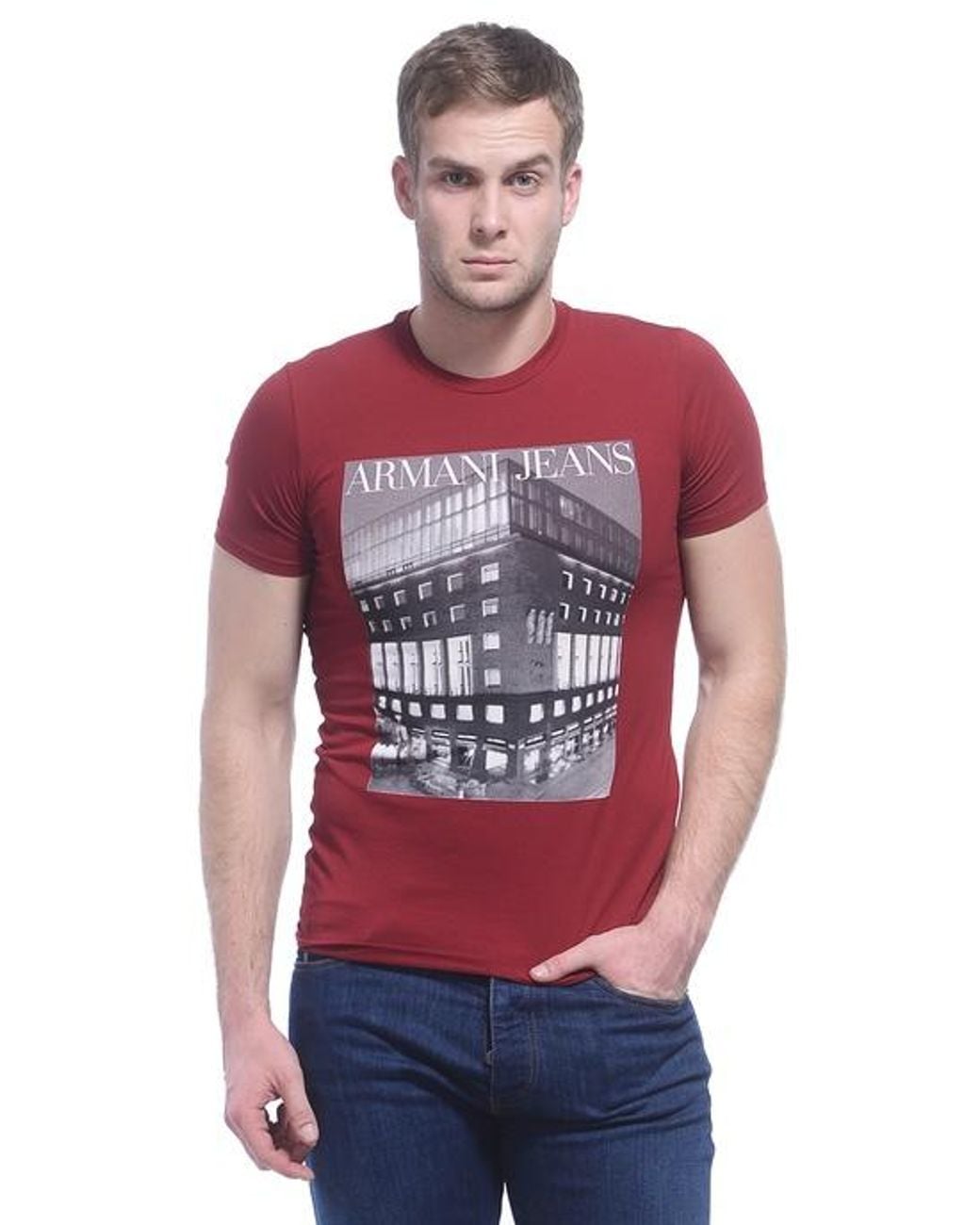 Armani Jeans Red Logo Detail T-Shirt for men