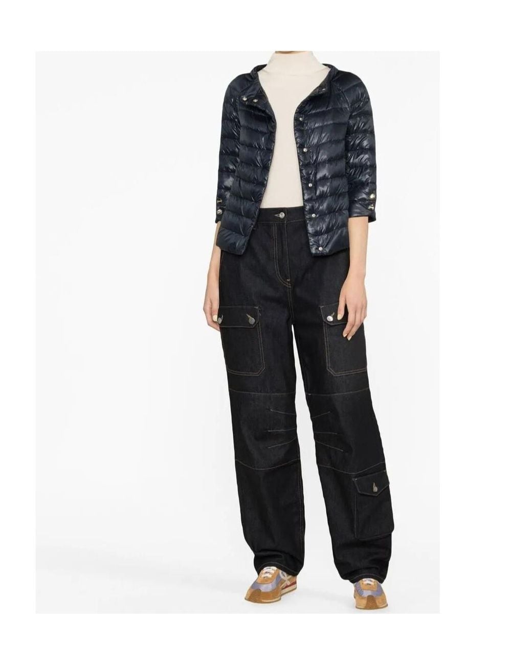 Herno Black Collarless Quilted Jacket